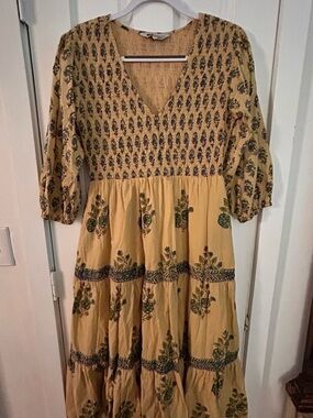 Indian Hand Block Print Cotton Maxi with Pockets L